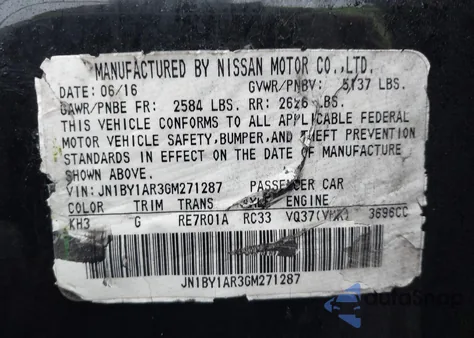 2016 Infiniti Q70 3.7X z USA, uszkodzony, nr VIN JN1BY1AR3GM271287